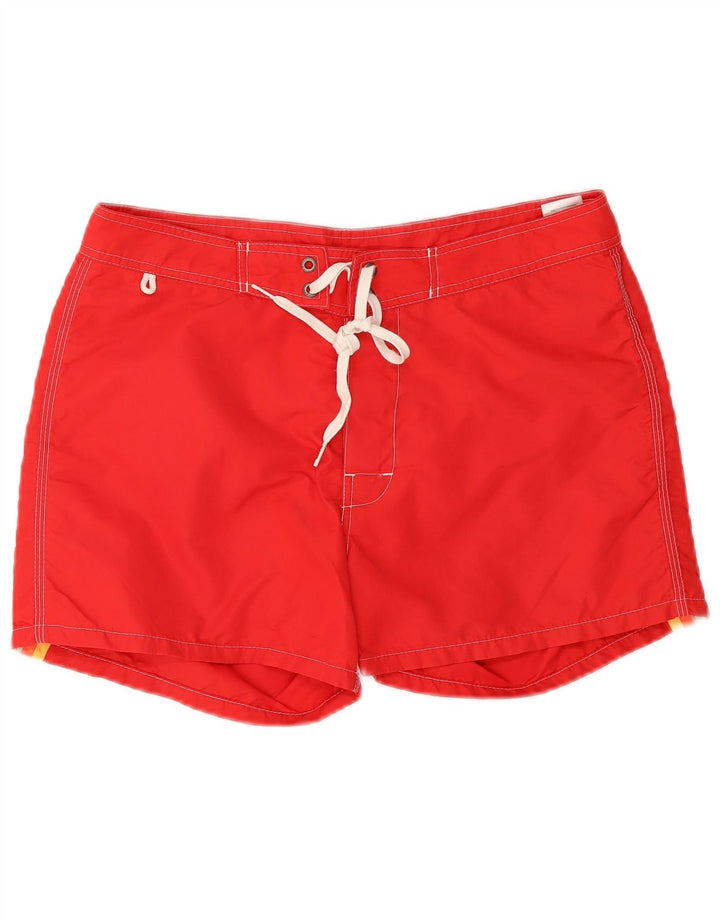 Sundek Herren-Badeshorts aus mittelrotem Nylon