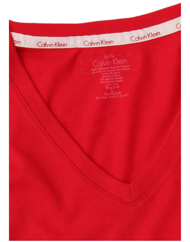 Calvin Klein Damen Top Langarm UK 12 Mittelrote Baumwolle