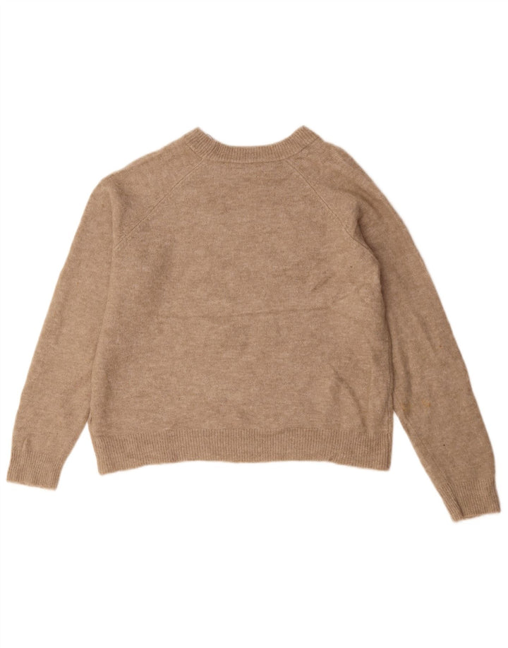 Zara Damen-Pullover mit U-Boot-Ausschnitt, UK 14, mittelbeigefarbenes Polyamid