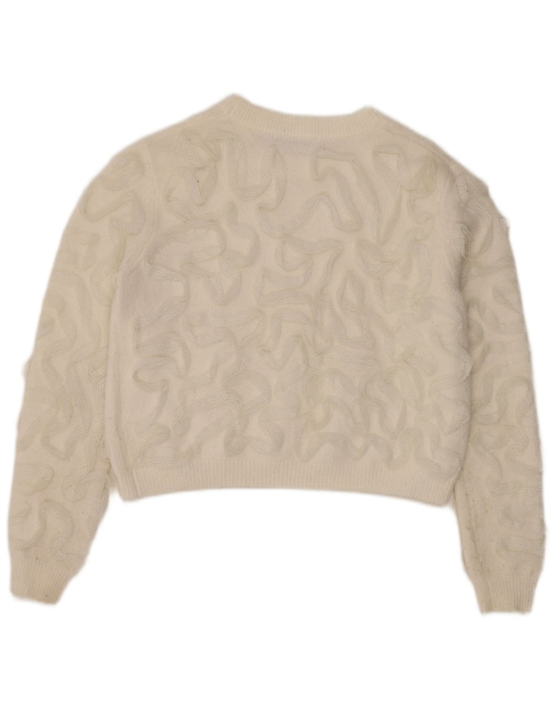 Zara Damen Crop-Pullover mit U-Boot-Ausschnitt, Gr. 14, Mittelweiß