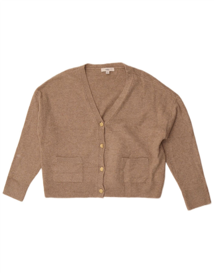 Marks & Spencer Damen Crop Cardigan Pullover UK 14 Mittelbraunes Polyester