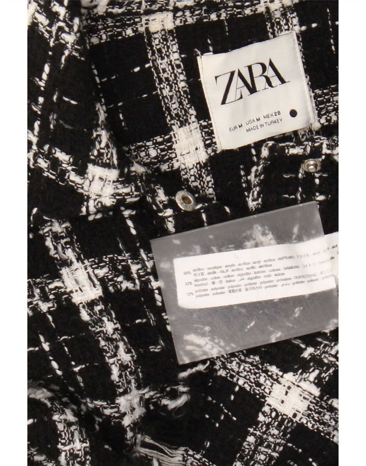 Zara Damen-Overshirt, übergroßes Hemd, UK 14, mittelschwarz, kariert, Acryl