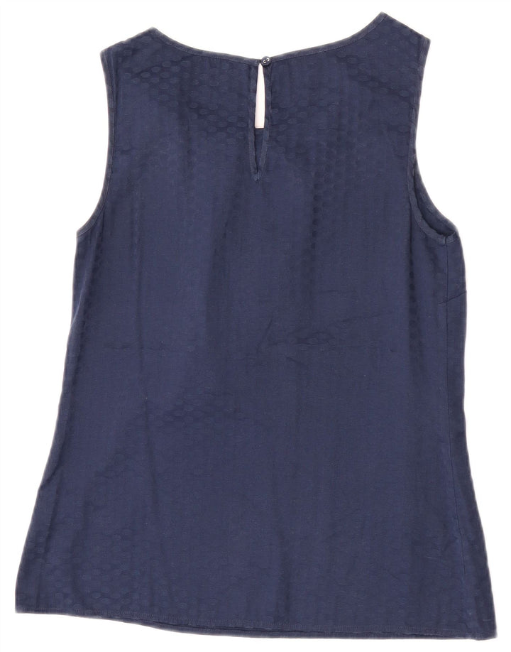 Oasis Ärmelloses Damen-Blusenoberteil UK 12 Mittelmarineblau gepunktetes Polyester