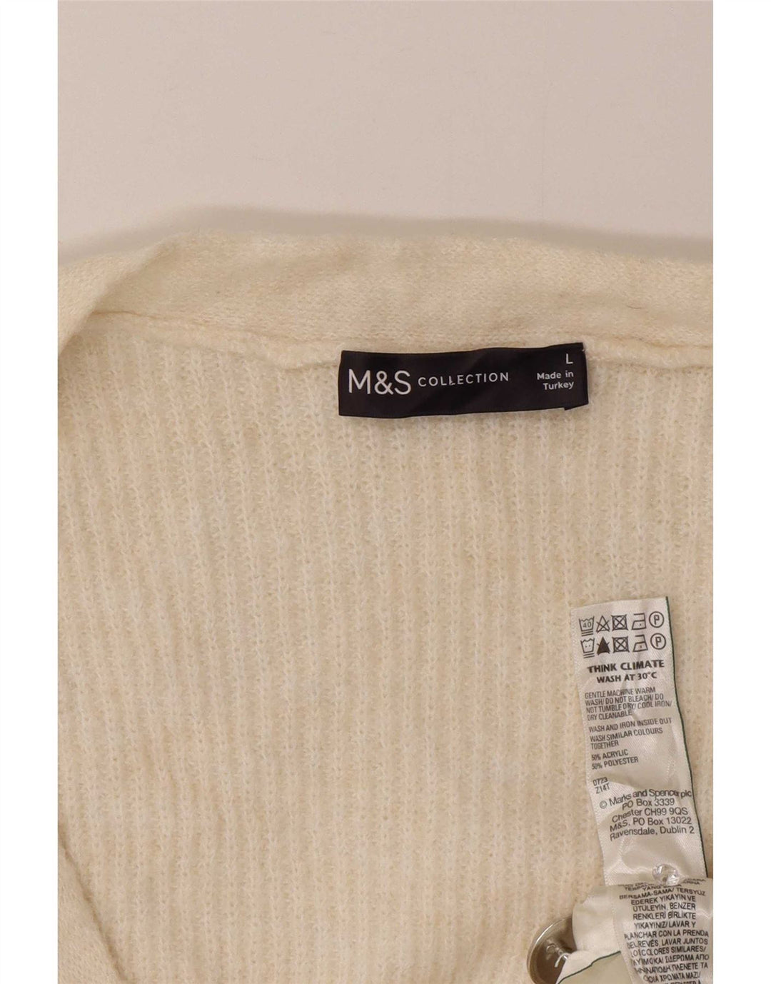 Marks & Spencer Damen-Strickjacke in Übergröße, Gr. 16, groß, gebrochenes Weiß