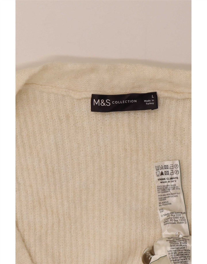 Marks & Spencer Damen-Strickjacke in Übergröße, Gr. 16, groß, gebrochenes Weiß