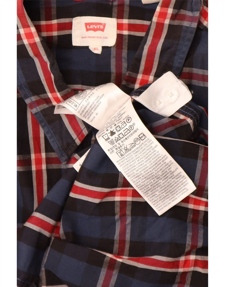 LEVI'S Herrenhemd XL, marineblau, kariert, Baumwolle