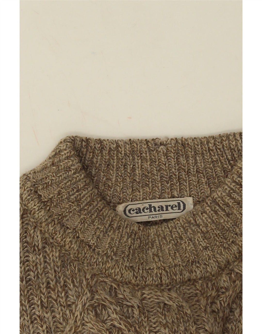 Cacharel Herren-Pullover mit Rundhalsausschnitt, Größe L, Beige, Fair Isle