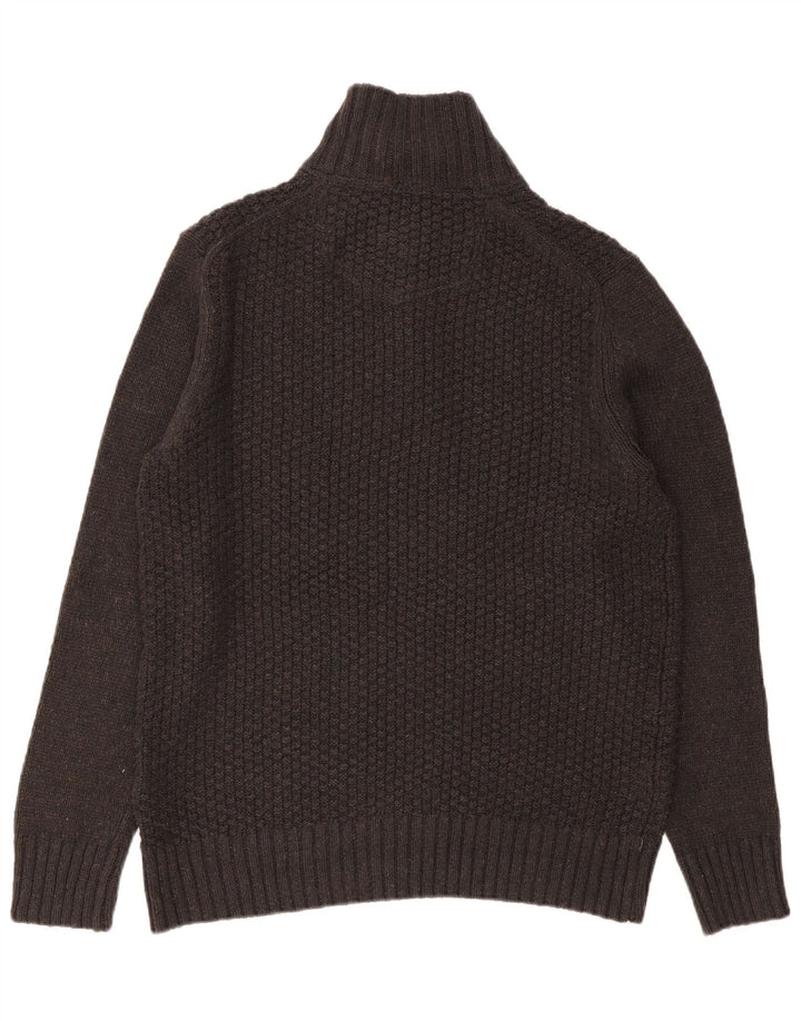 Fat Face Herren-Pullover mit Reißverschluss am Hals, groß, aus grauer Baumwolle
