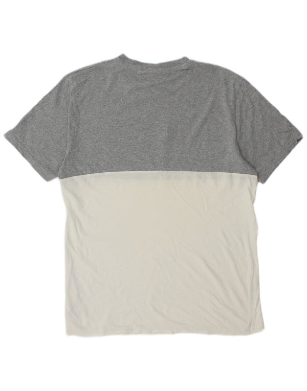 Fila Herren Grafik-T-Shirt-Oberteil aus mittelgrauer Colourblock-Baumwolle