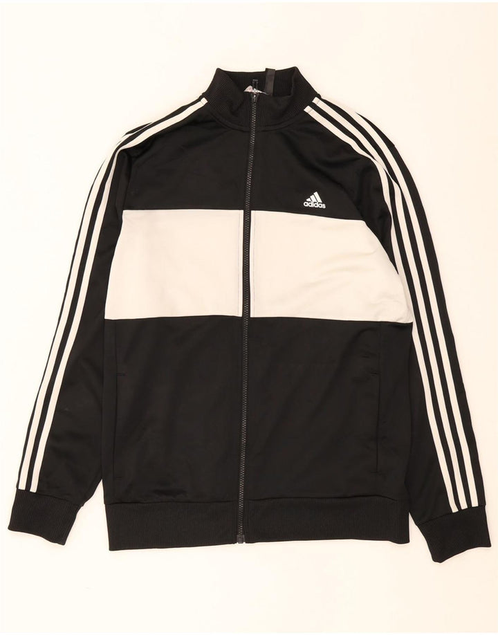 Adidas Jungen-Trainingsanzug-Top-Jacke, 15–16 Jahre, schwarzes Colourblock-Polyester