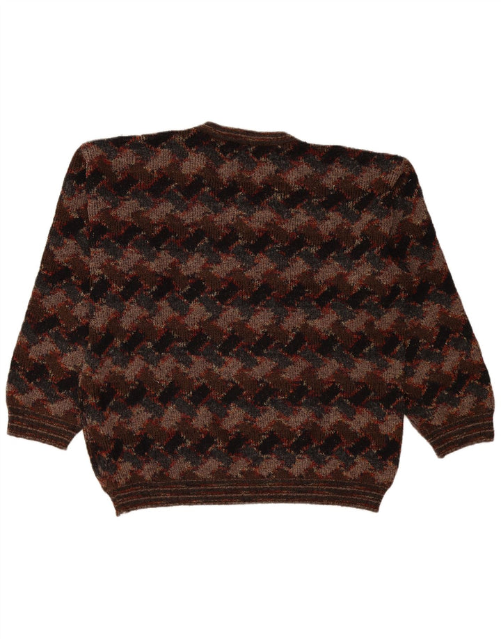 West Port Herren-Pullover mit V-Ausschnitt, groß, braun, geometrisch