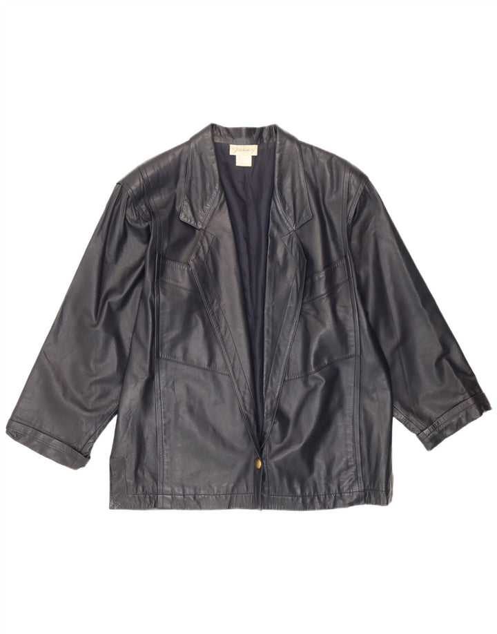 Genny Damen Lederjacke UK 16 Großes marineblaues Leder