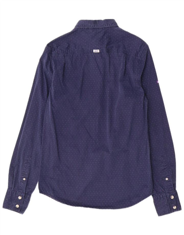 Superdry Herren-Hemd aus Baumwolle in Marineblau mit kleinen Punkten
