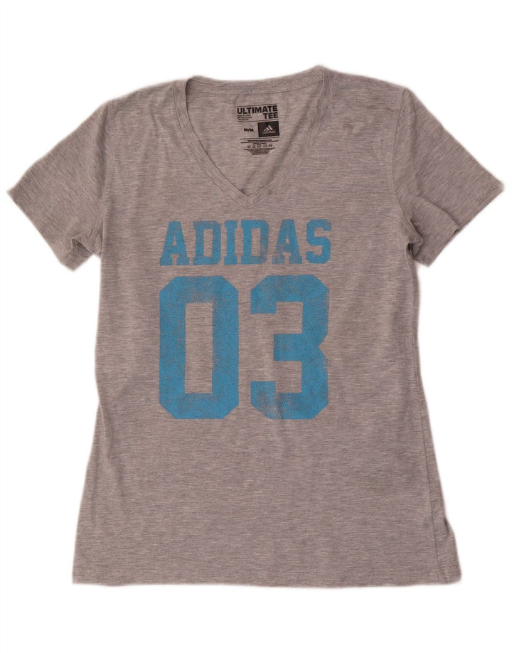 Adidas Damen Graphic T-Shirt Top UK 12 Mittelgraues Polyester