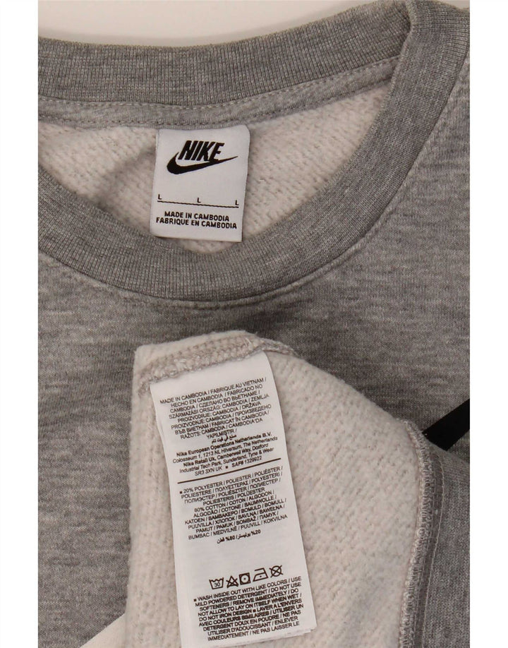 Nike Herren-Sweatshirt mit Grafik, groß, graue Baumwolle