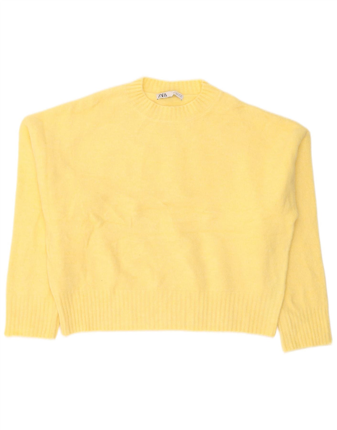 Zara Damen-Pullover, übergroß, mit Rundhalsausschnitt, Gr. 10, Größe S, Gelb