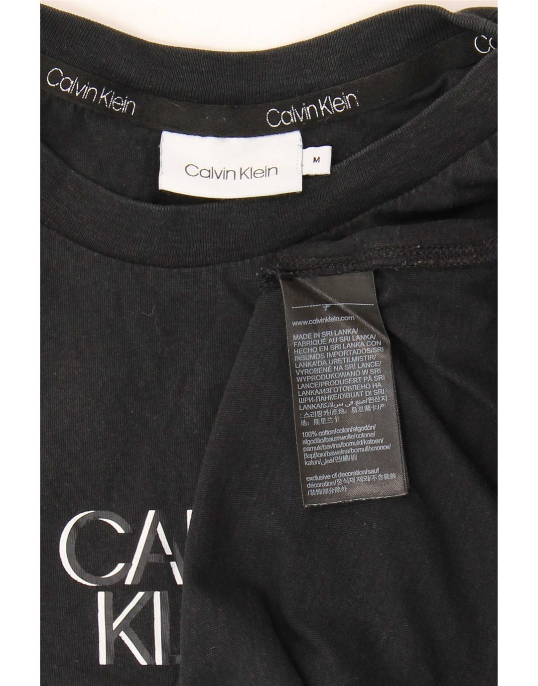 Calvin Klein Herren Grafik-T-Shirt-Oberteil aus mittelschwarzer Baumwolle