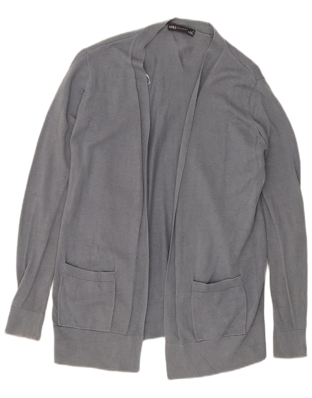 Marks & Spencer Offener Damen-Cardigan-Pullover UK 12 Mittelgraue Baumwolle