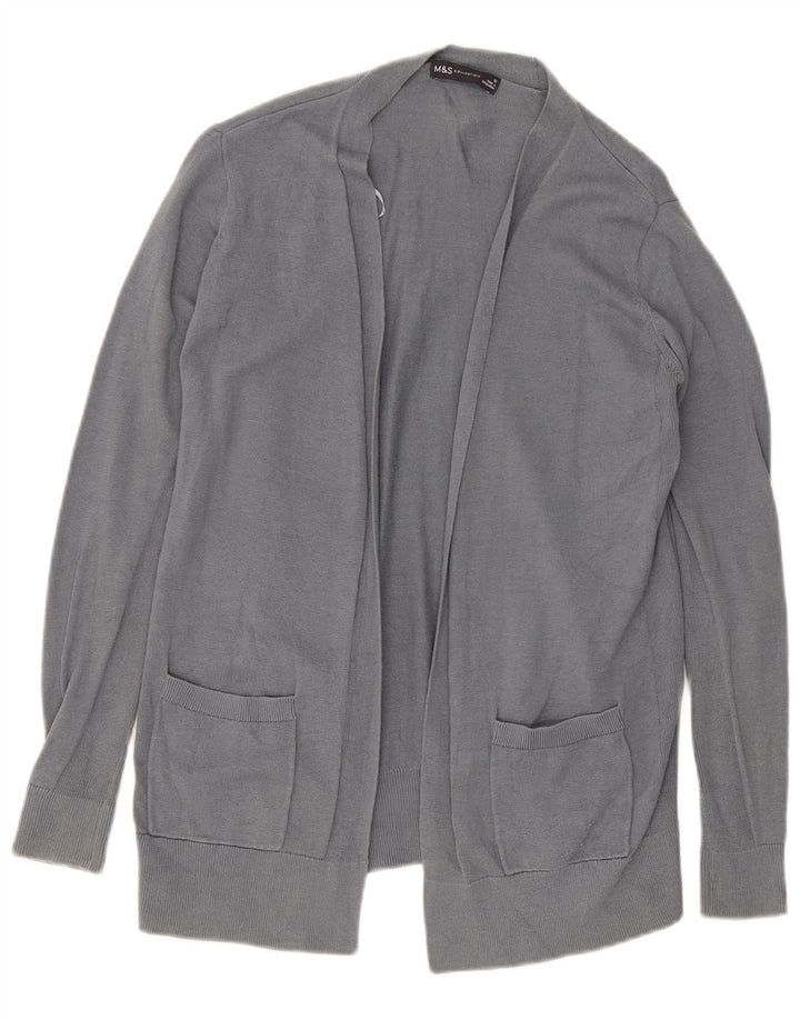 Marks & Spencer Offener Damen-Cardigan-Pullover UK 12 Mittelgraue Baumwolle