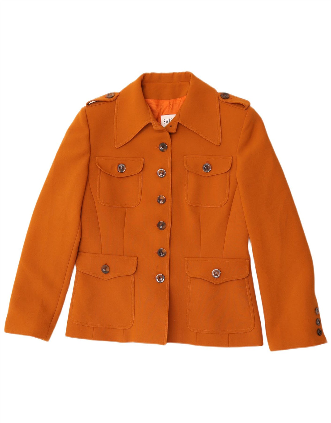 Swish Damen-Militär-Blazer mit 6 Knöpfen, IT 46, groß, braun, Polyester