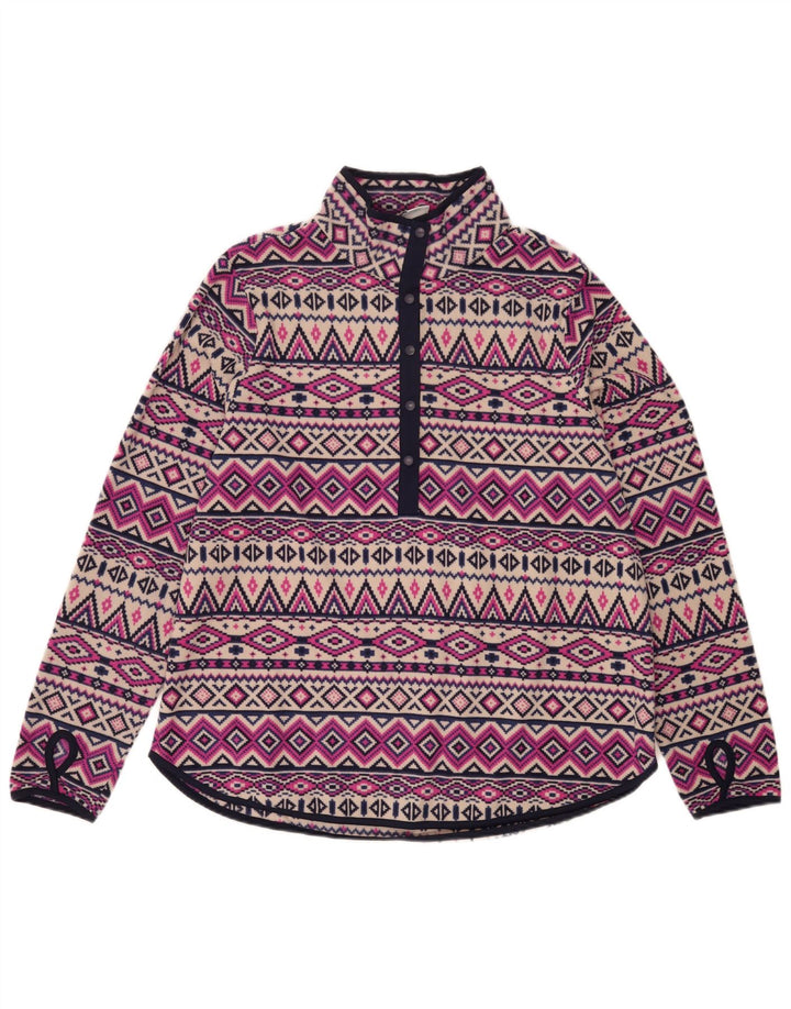 Tchibo Damen-Fleecepullover mit Knopfkragen, UK 16, groß, mehrfarbig, Fair Isle
