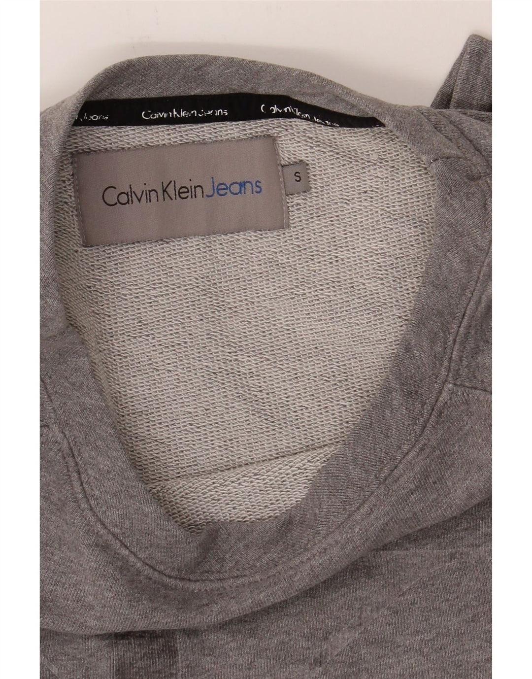 CALVIN KLEIN JEANS Womens Crop Sweatshirt Jumper UK 10 Small Grey Vintage Calvin Klein Jeans and Second-Hand Calvin Klein Jeans from Messina Hembry 
