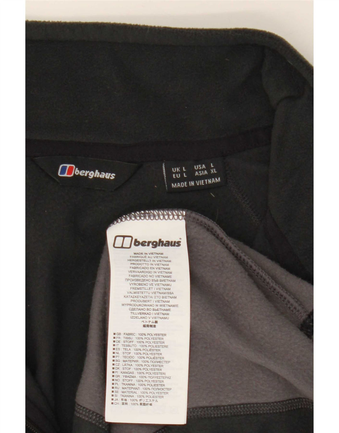 Berghaus Herren-Fleecepullover mit Reißverschluss am Hals, großes schwarzes Farbblock-Polyester