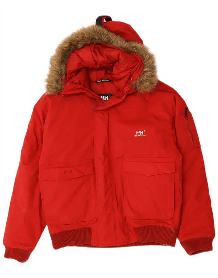 Helly Hansen gepolsterte Herrenjacke mit Kapuze, UK 40, großes rotes Nylon