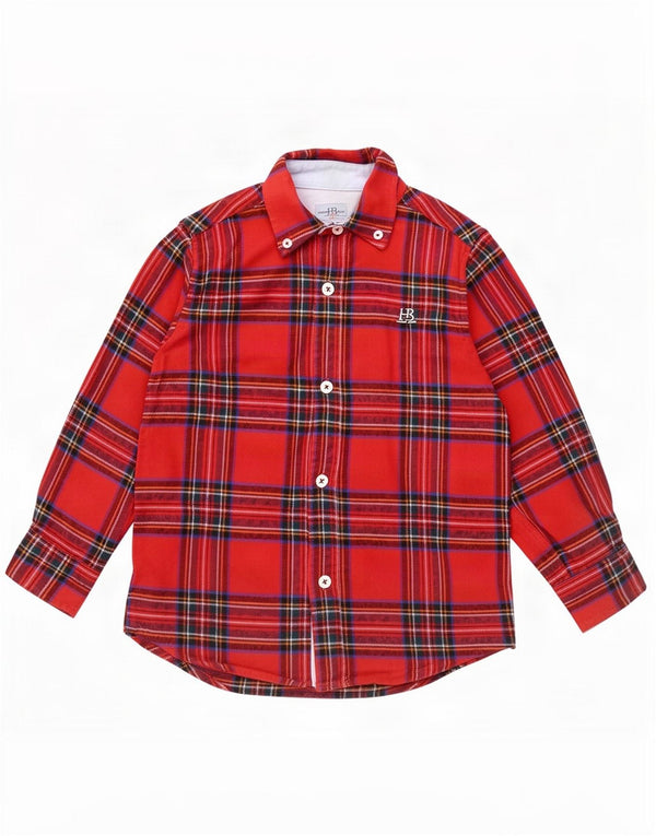 Harmont & Blaine Slim Fit Flanellhemd für Jungen, 5–6 Jahre, rot karierte Baumwolle