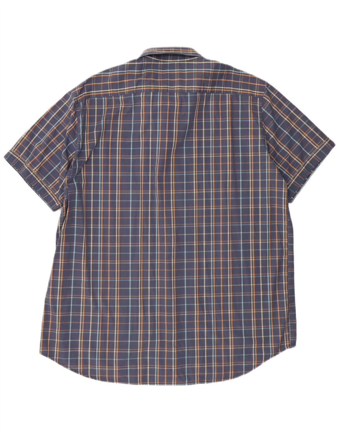 Carrera Herren-Kurzarmhemd mit normaler Passform, 3XL, blau kariert, Baumwolle