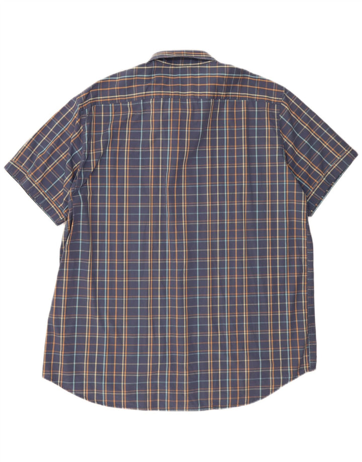 Carrera Herren-Kurzarmhemd mit normaler Passform, 3XL, blau kariert, Baumwolle