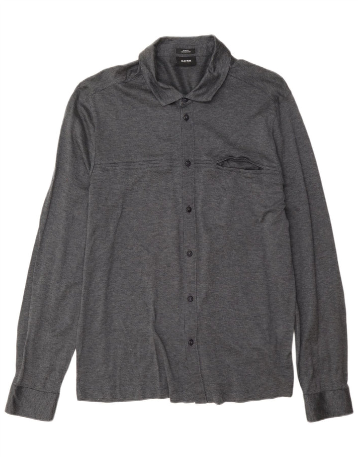 Hugo Boss Herren Slim Fit Hemd Große graue Baumwolle
