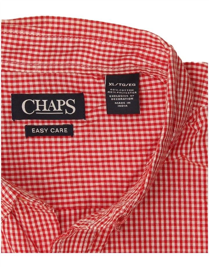 Chaps Pflegeleichtes Herrenhemd XL aus roter Gingham-Baumwolle