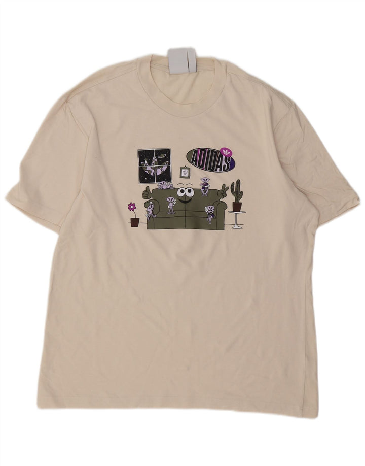 ADIDAS Herren Grafik T-Shirt Top Large Weiß