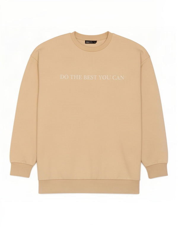 Zara Damen Grafik-Sweatshirt-Pullover UK 10 Small Beige Baumwolle