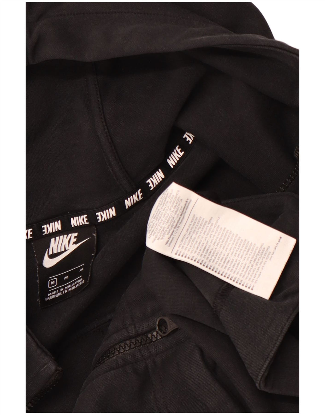 Nike Womens Graphic Zip Hoodie Sweater UK 14 Mittelschwarze Baumwolle