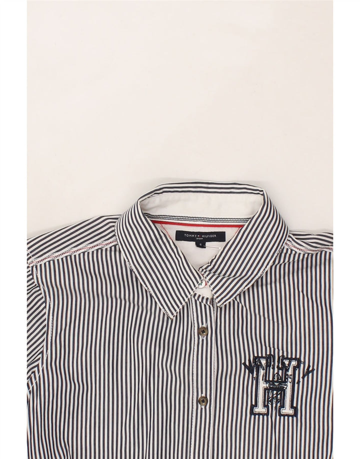 TOMMY HILFIGER Womens Shirt US 8 Medium Navy Blue Striped Vintage Tommy Hilfiger and Second-Hand Tommy Hilfiger from Messina Hembry 