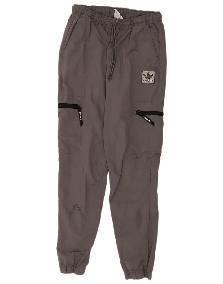 Adidas Herren Cargo-Trainingshose, Jogginghose, mittelgraues Nylon