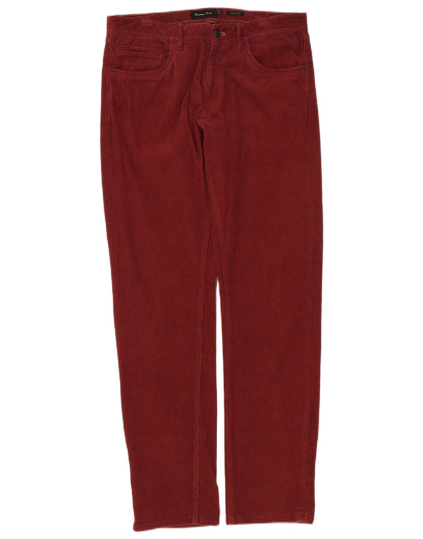Massimo Dutti Herren gerade Cordhose EU 40 Medium W31 L32 Burgunderrot