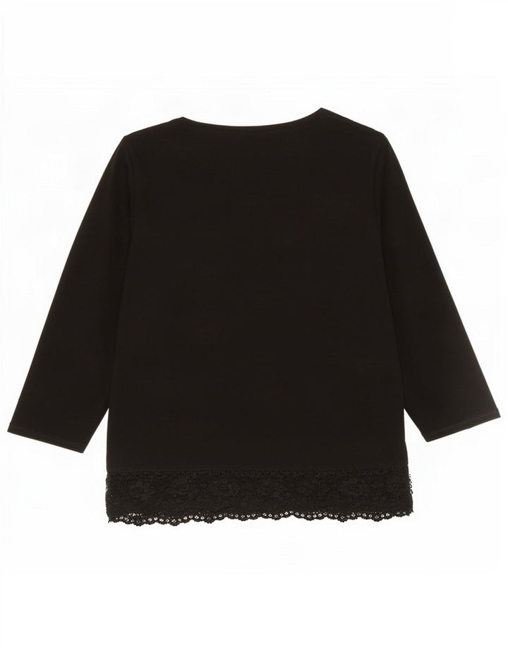 Marks & Spencer Damen-Hemdbluse mit 3/4-Ärmeln, UK 14, Mittelschwarz, Viskose