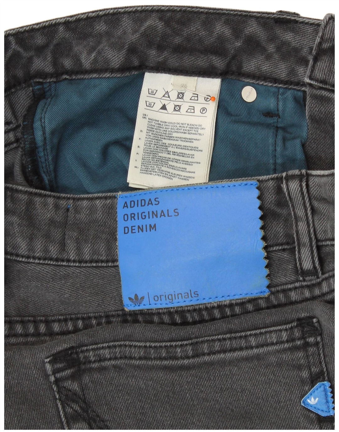 ADIDAS Damen Jeansshorts W26 Small Graue Baumwolle