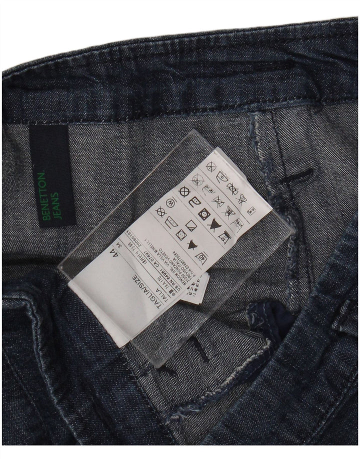BENETTON Damen Jeansrock IT 44 Medium W30 Marineblaue Baumwolle