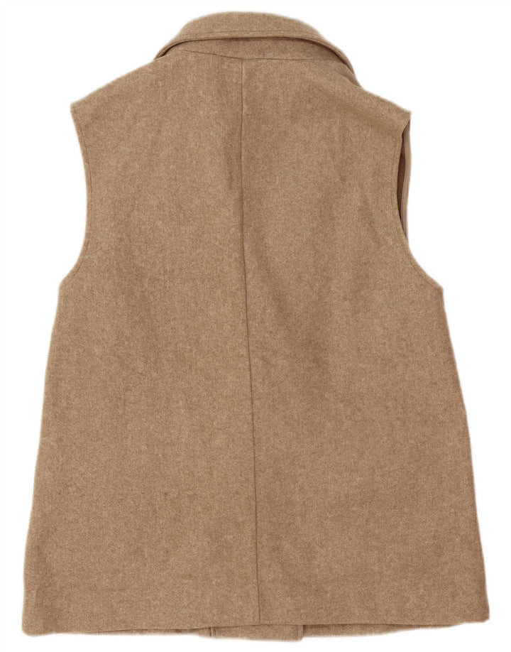Zweireihiges Utility-Gilet für Damen von Zara, UK 12, mittelbeigefarbenes Polyester