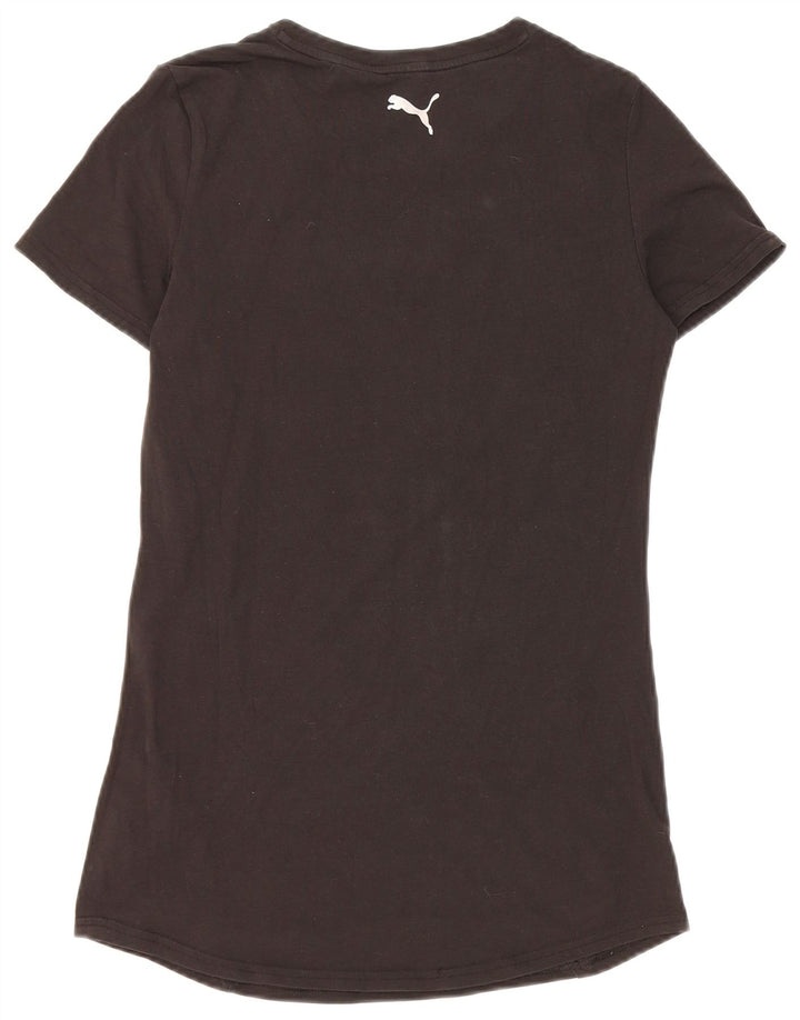 Puma Damen Crop Graphic T-Shirt Top UK 12 Medium Schwarz
