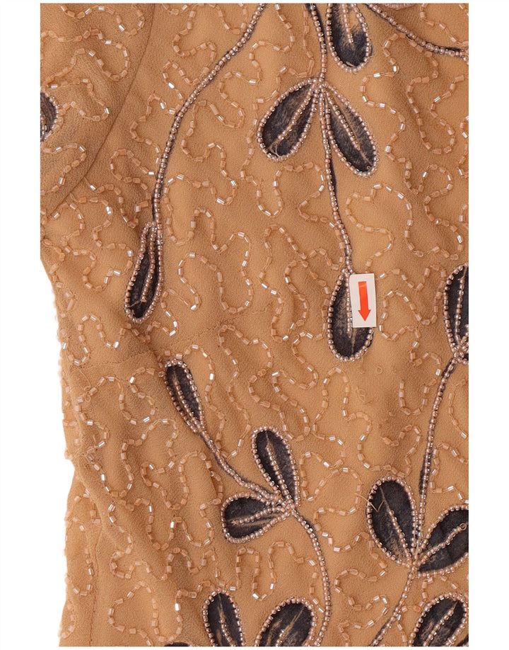 Jacques Vert Damen-Blusenoberteil UK 12 Medium Beige Floral Polyester