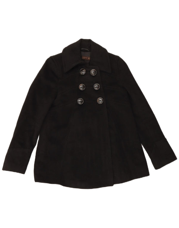 Zara Damen Pea Coat UK 8 Small Schwarz Acetat