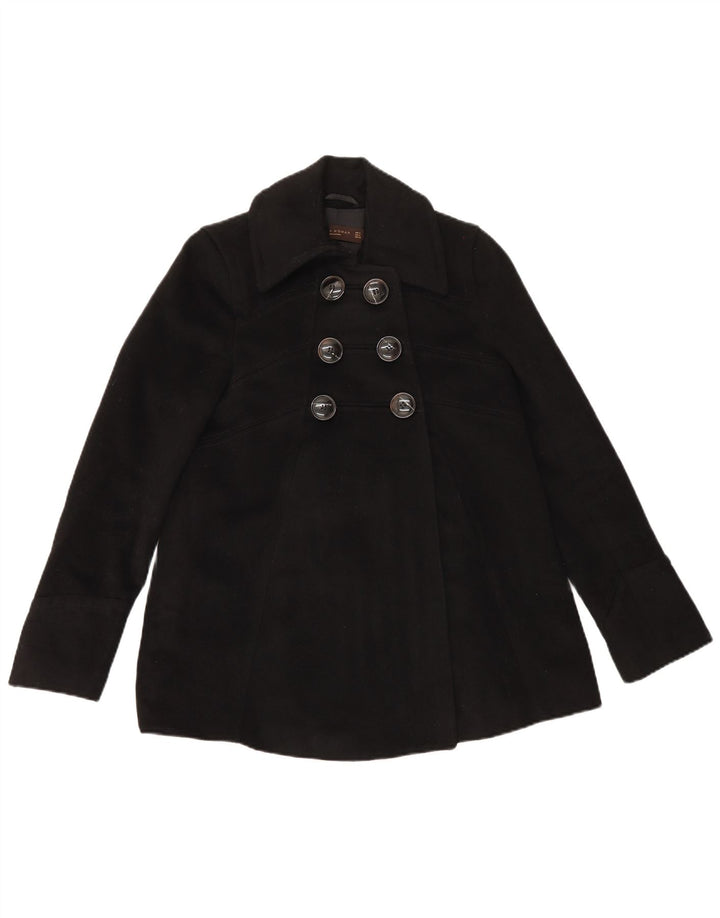 Zara Damen Pea Coat UK 8 Small Schwarz Acetat