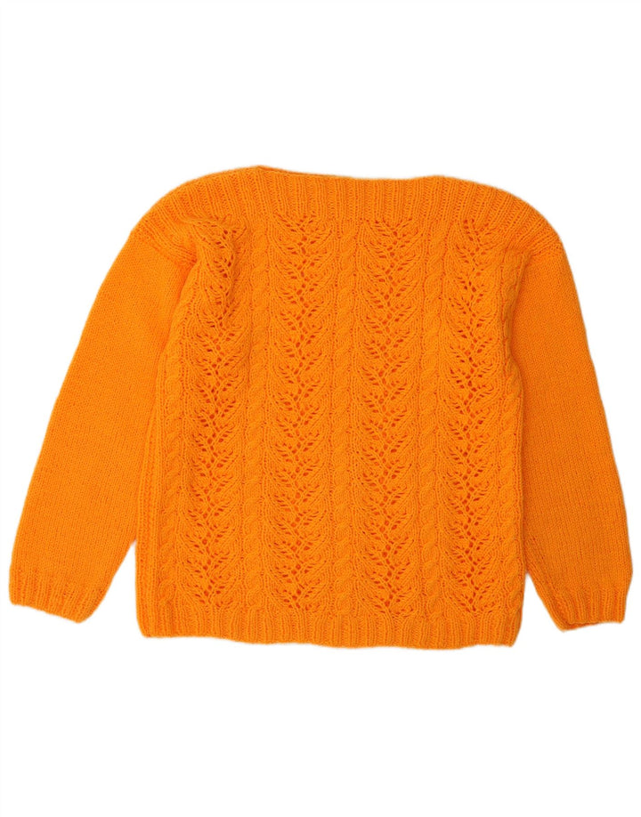 VINTAGE Damen-Pullover mit U-Boot-Ausschnitt, UK 12, Mittelorange