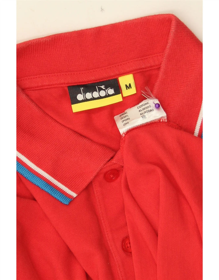 DIADORA Herren-Poloshirt aus mittelroter, gestreifter Baumwolle