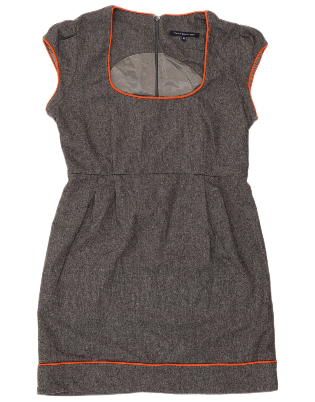 French Connection Damen Etuikleid UK 12 Mittelgraues Polyester